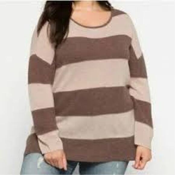 NWT Lusso The Label 100% Cashmere Striped Sweater Size 2X - Picture 1 of 2
